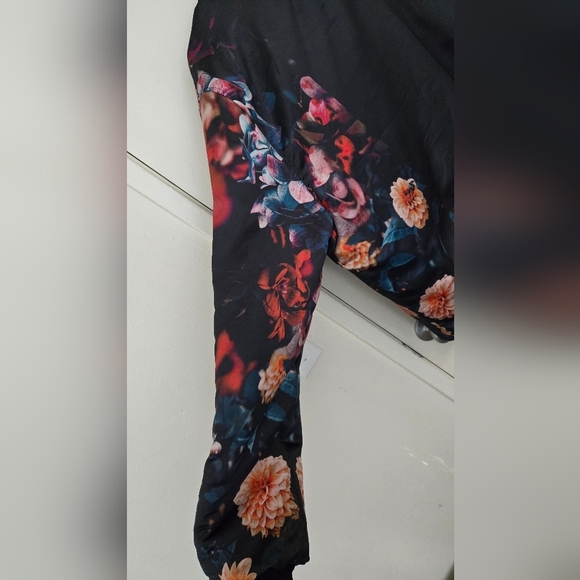 Fresh Hoods Bomber Jacket Coat Black Red Floral Mens XL EUC - Picture 6 of 7